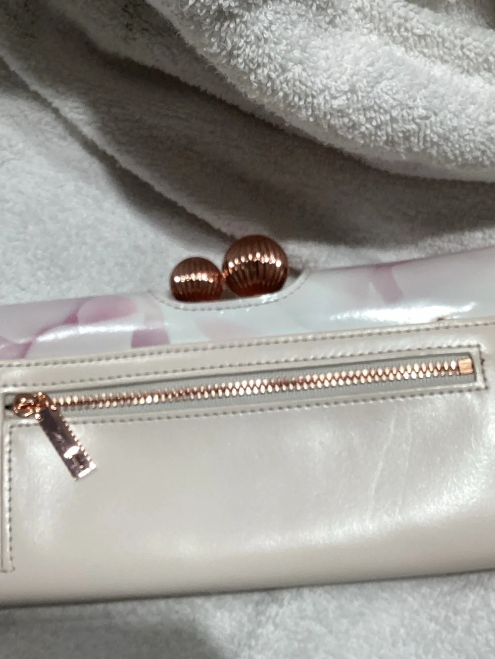 Ted Baker Rose-Print Floral Wallet with Rose Gold Clasp Like New